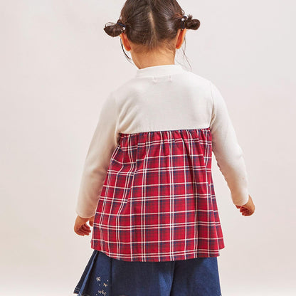 先染格紋×磨毛羅紋疊穿風格長款上衣