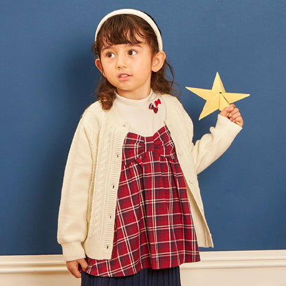 先染格紋×磨毛羅紋疊穿風格長款上衣