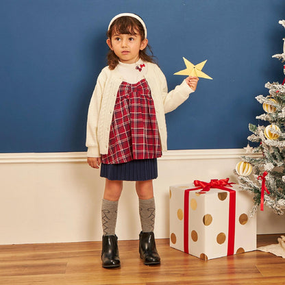 先染格紋×磨毛羅紋疊穿風格長款上衣