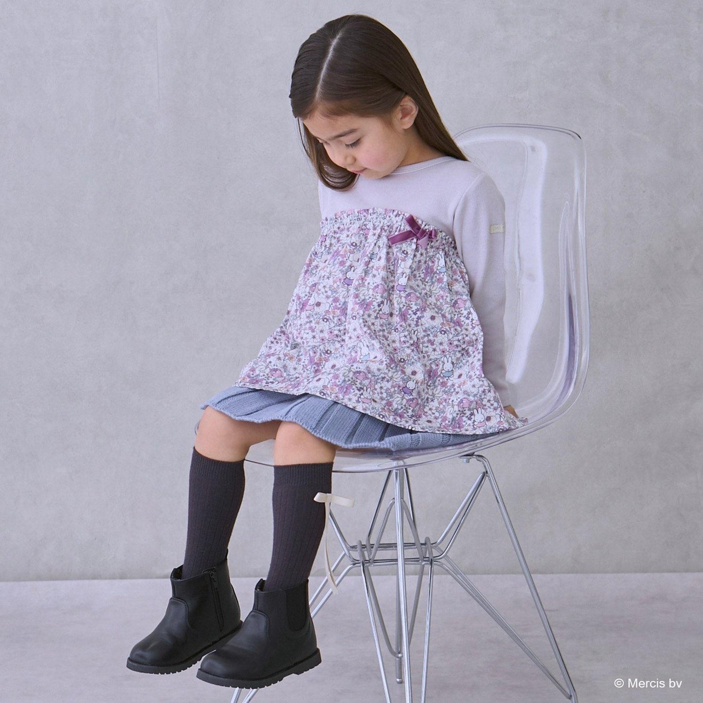 【《米菲》】花卉拼接長款上衣