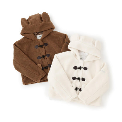 環扣短款羊羔絨粗呢大衣