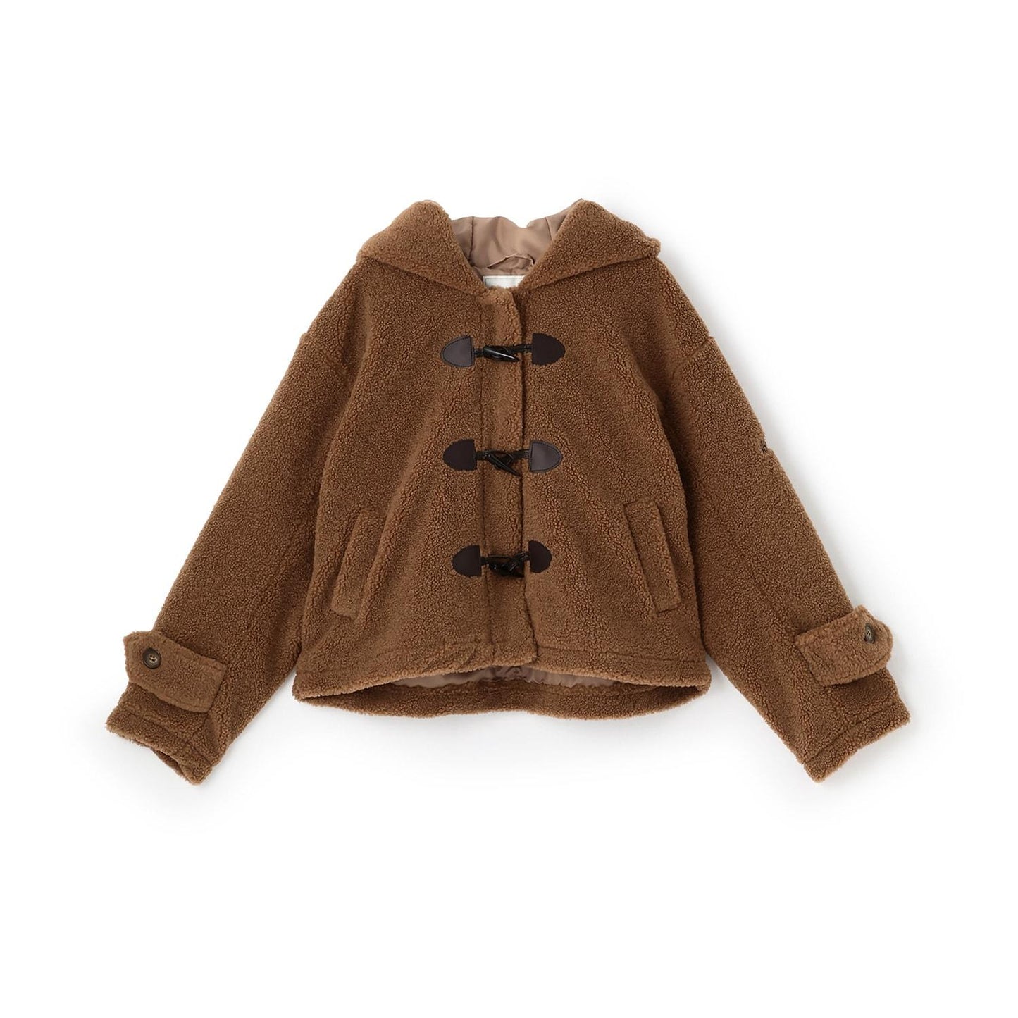 環扣短款羊羔絨粗呢大衣