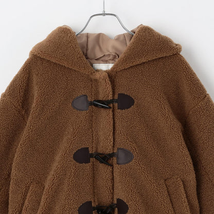 環扣短款羊羔絨粗呢大衣