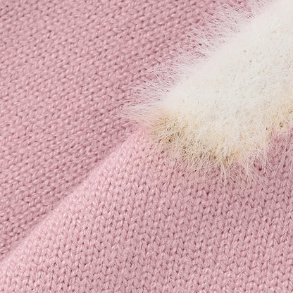 毛絨貓圖案針織套頭衫