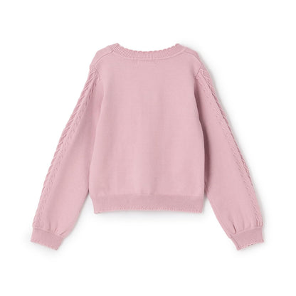 毛絨貓圖案針織套頭衫