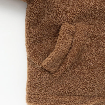 環扣短款羊羔絨粗呢大衣