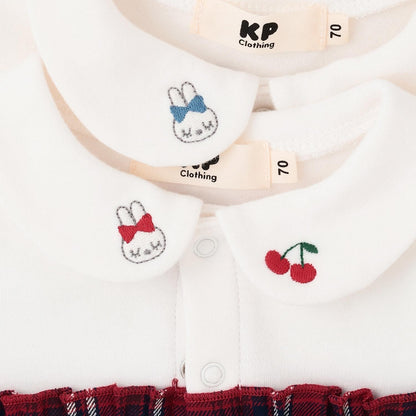 先染格紋疊穿風連體衣