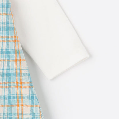 先染格紋疊穿風連體衣