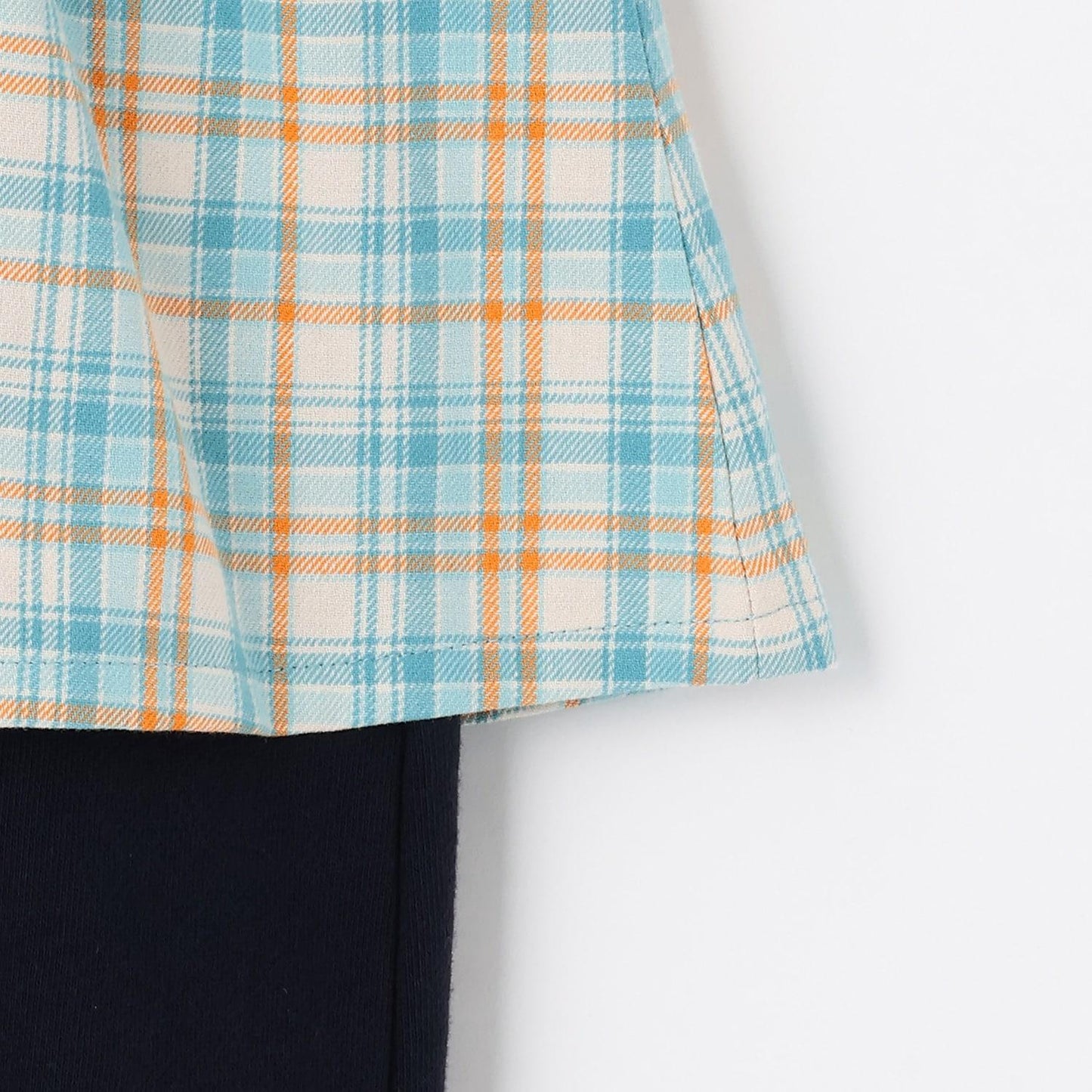 先染格紋疊穿風連體衣