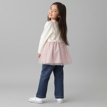 蝴蝶結刺繡網紗拼接長款上衣