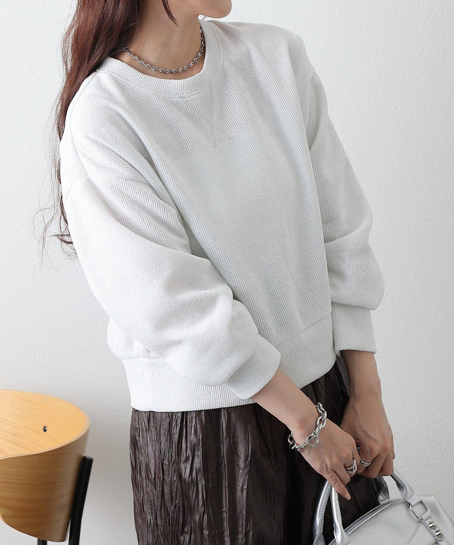 亮片紗線圓領套頭衫