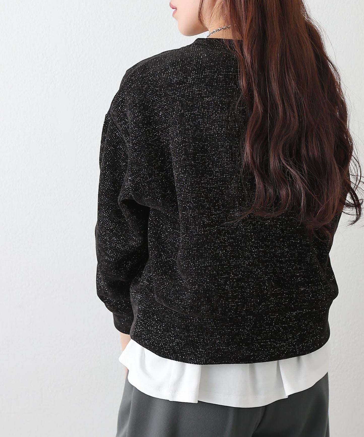 亮片紗線圓領套頭衫