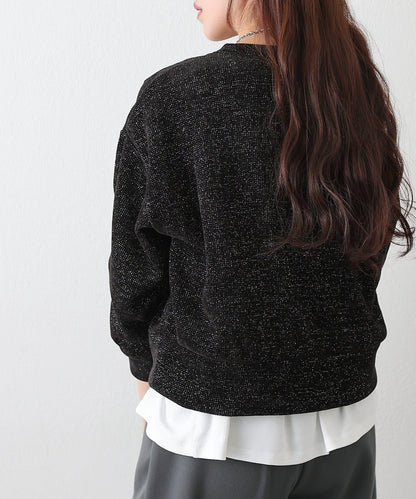 亮片紗線圓領套頭衫