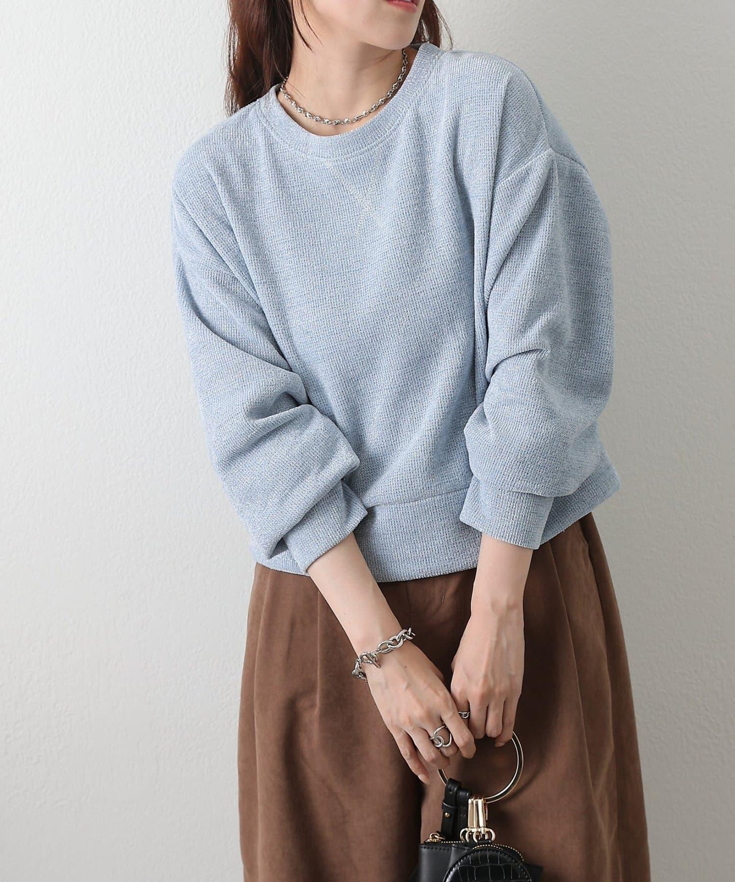 亮片紗線圓領套頭衫