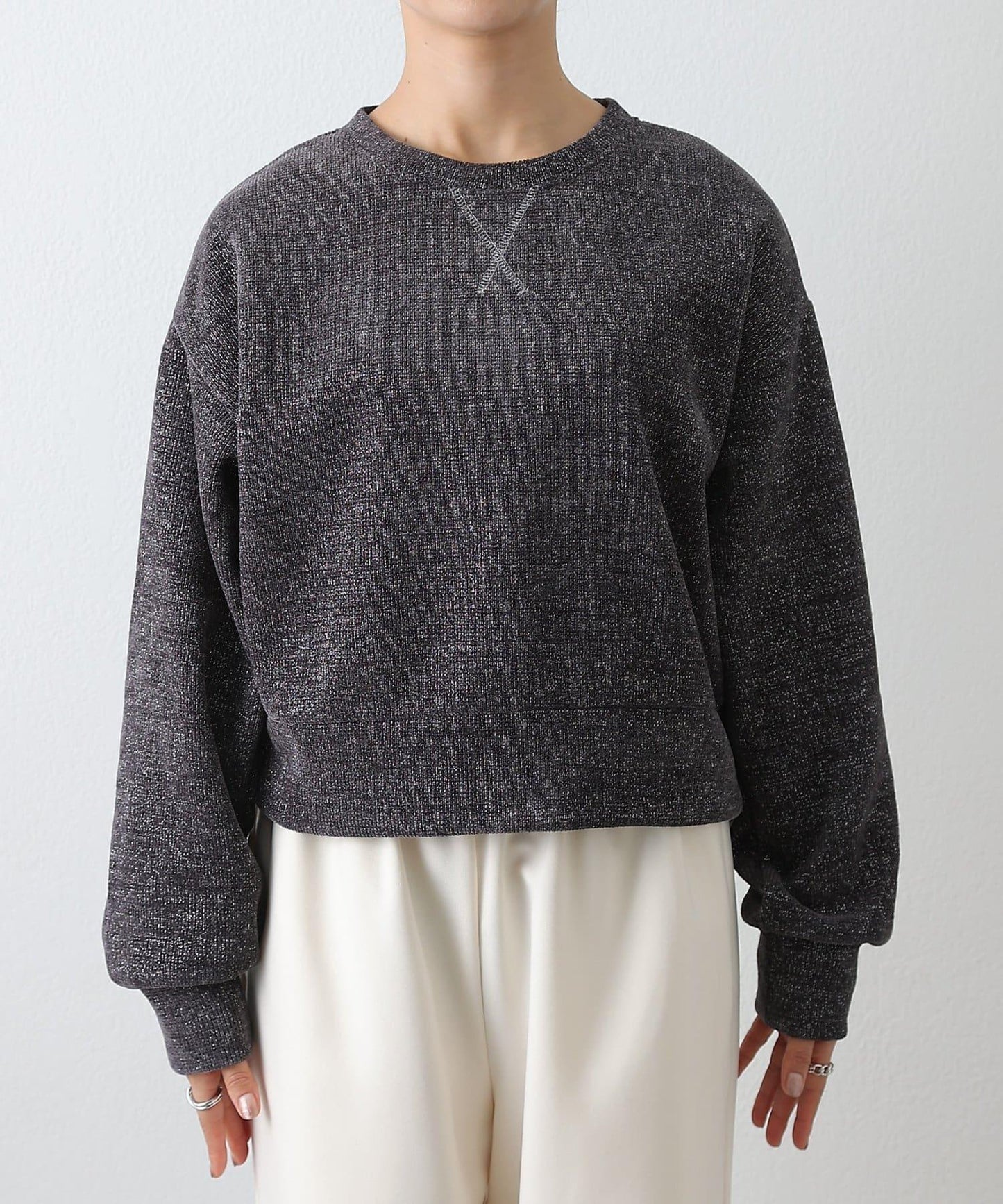 亮片紗線圓領套頭衫