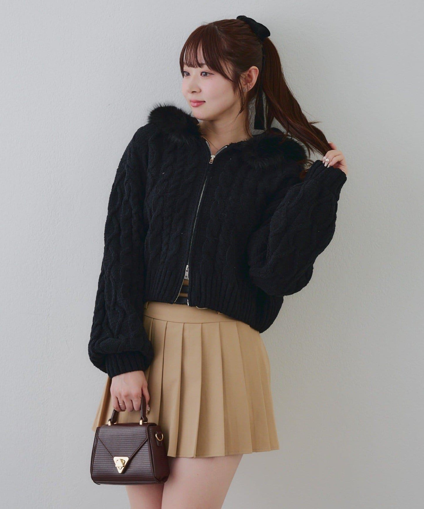 棉花糖觸感麻花絨連帽外套