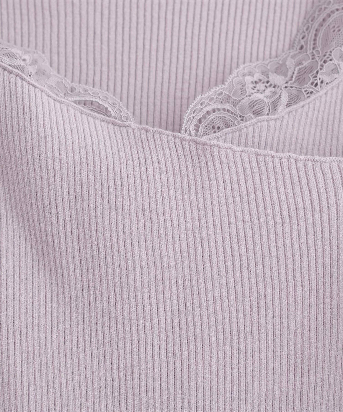 不對稱蕾絲領口羅紋針織套頭衫