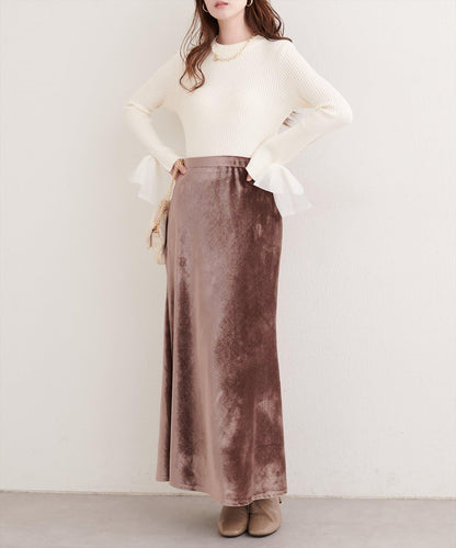 袖口網紗蝴蝶結針織衫