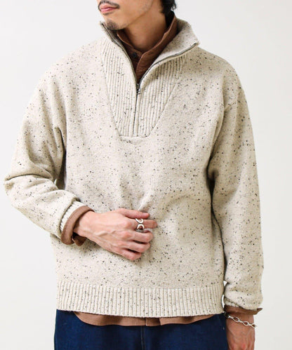 【冬季成人疊穿】彩點半拉鍊套頭衫