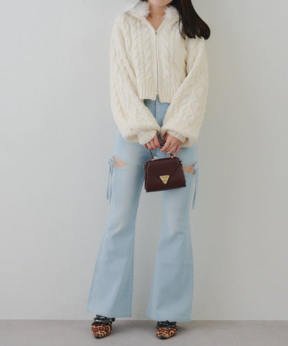 棉花糖觸感麻花絨連帽外套