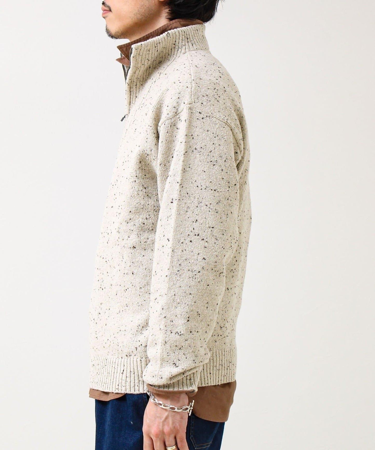 【冬季成人疊穿】彩點半拉鍊套頭衫