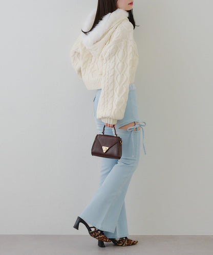 棉花糖觸感麻花絨連帽外套