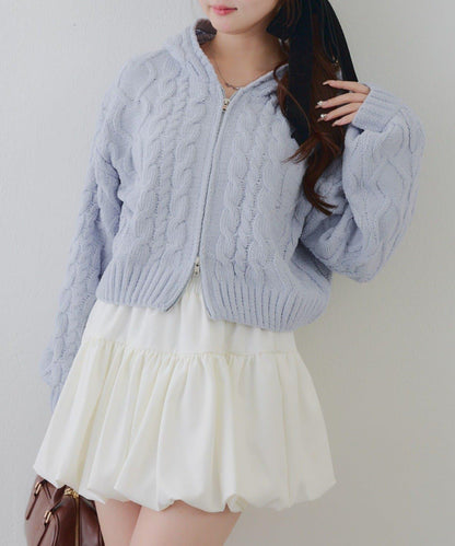 棉花糖觸感麻花絨連帽外套