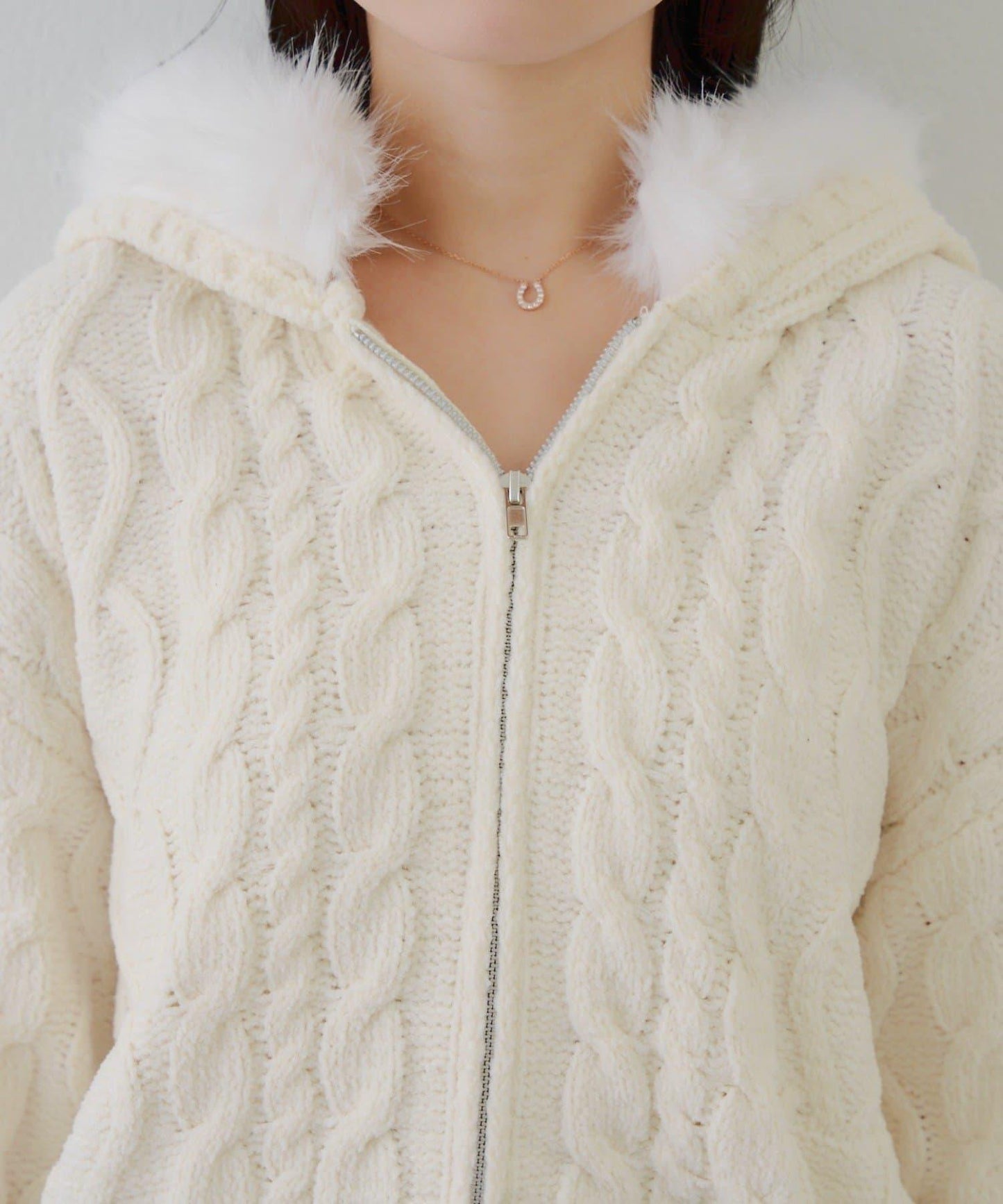 棉花糖觸感麻花絨連帽外套