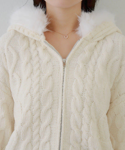 棉花糖觸感麻花絨連帽外套