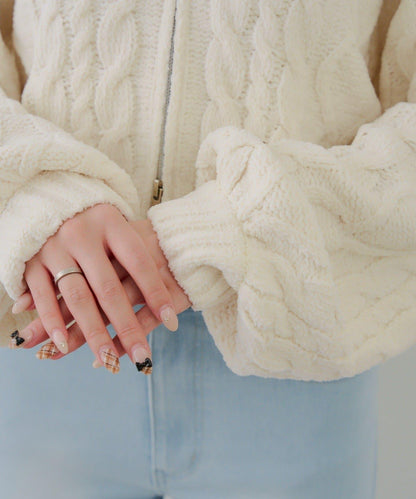 棉花糖觸感麻花絨連帽外套