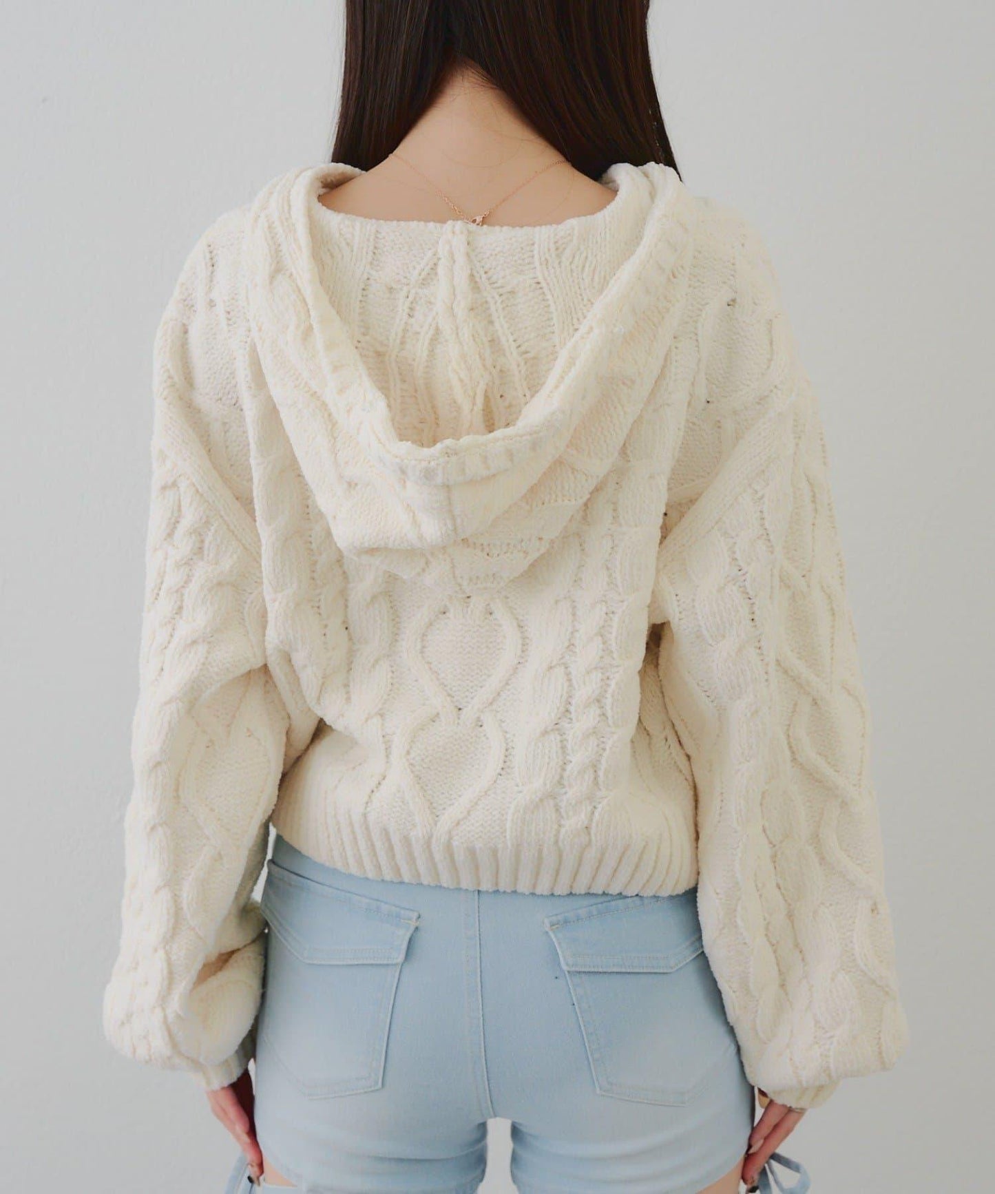 棉花糖觸感麻花絨連帽外套