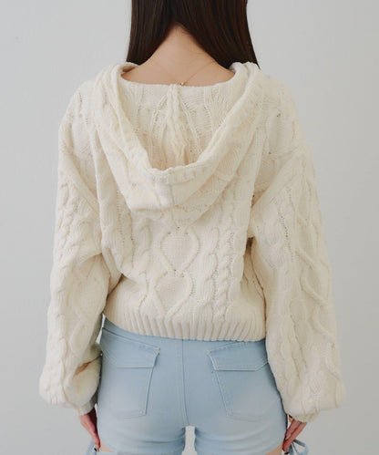 棉花糖觸感麻花絨連帽外套