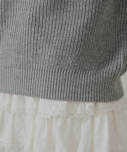 肩部開叉一字肩針織衫