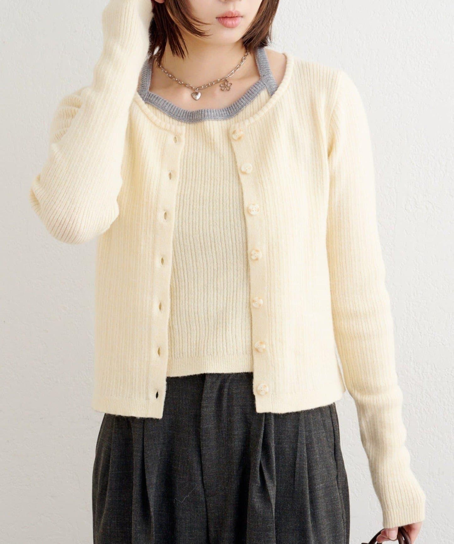 【2WAY】B 吊帶背心套裝開衫