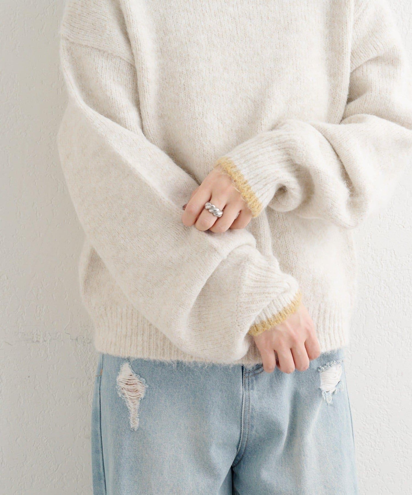 B繫帶針織套頭衫