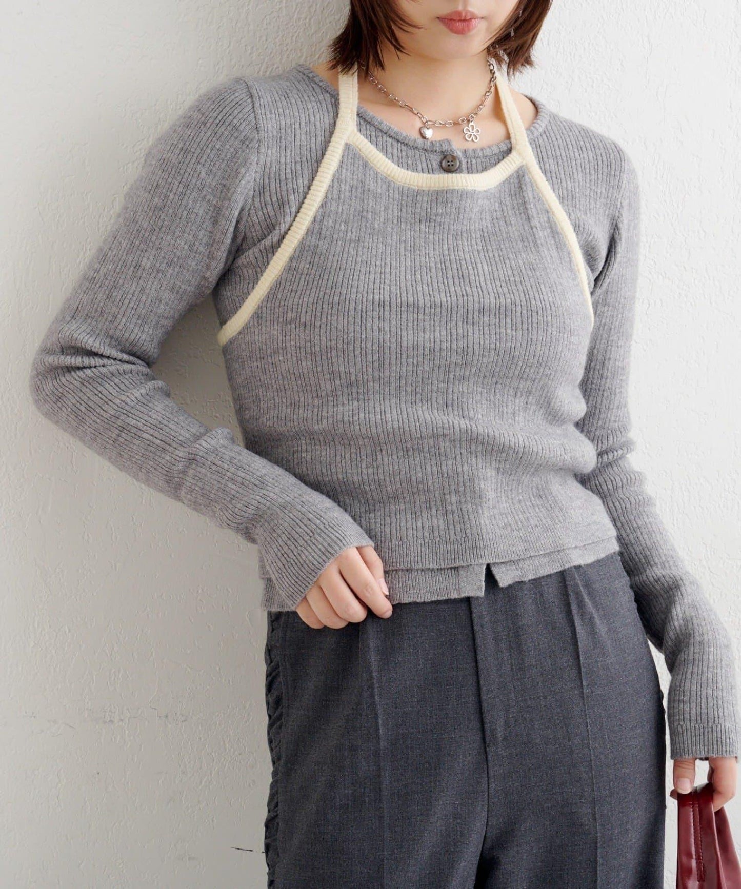 【2WAY】B 吊帶背心套裝開衫