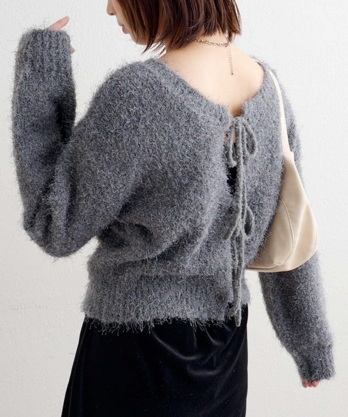 【前後兩穿】B 長毛針織開衫