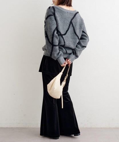 B 長毛線條針織套頭衫