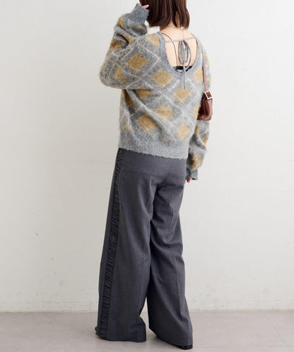 B 菱格針織套頭衫