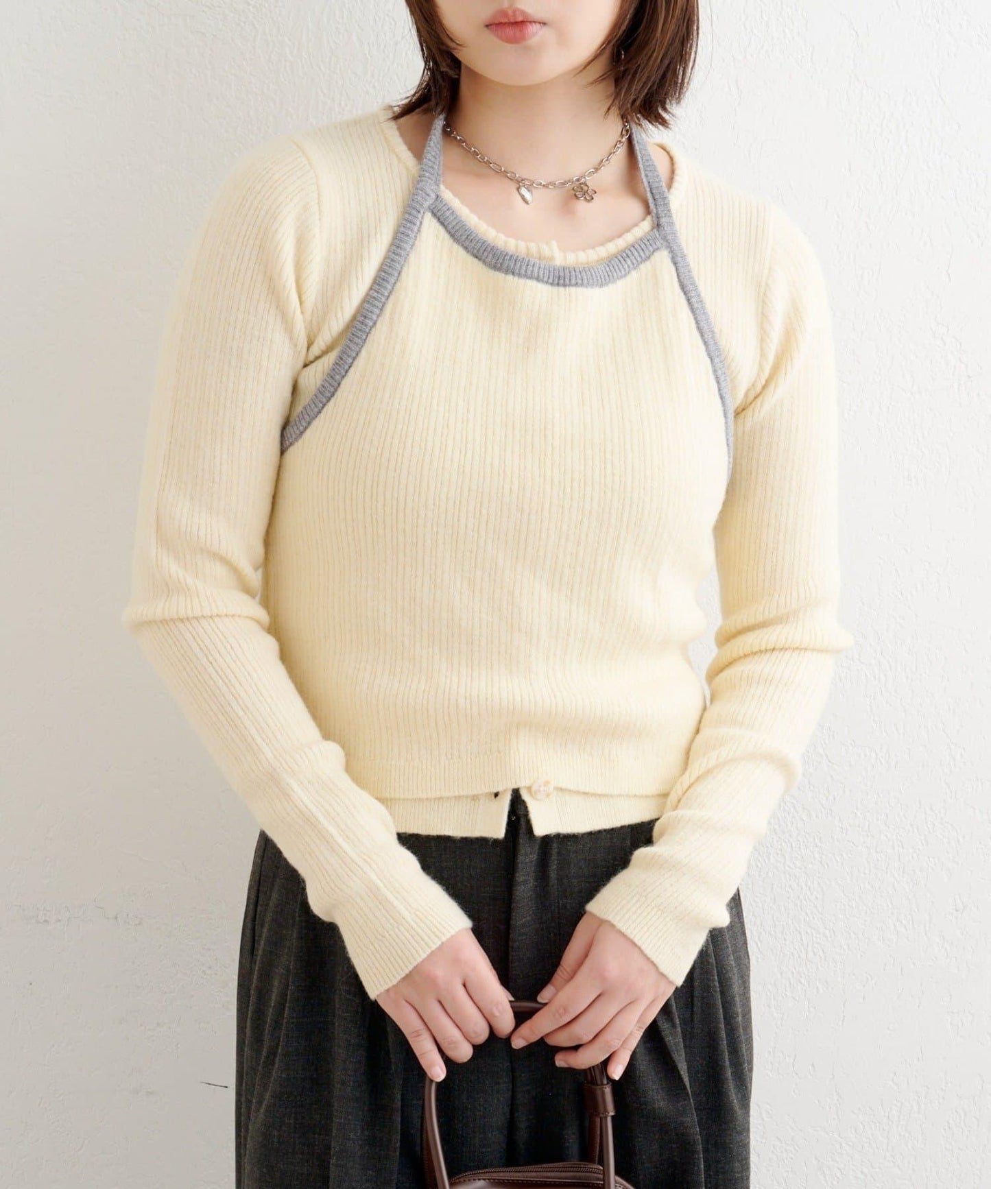 【2WAY】B 吊帶背心套裝開衫