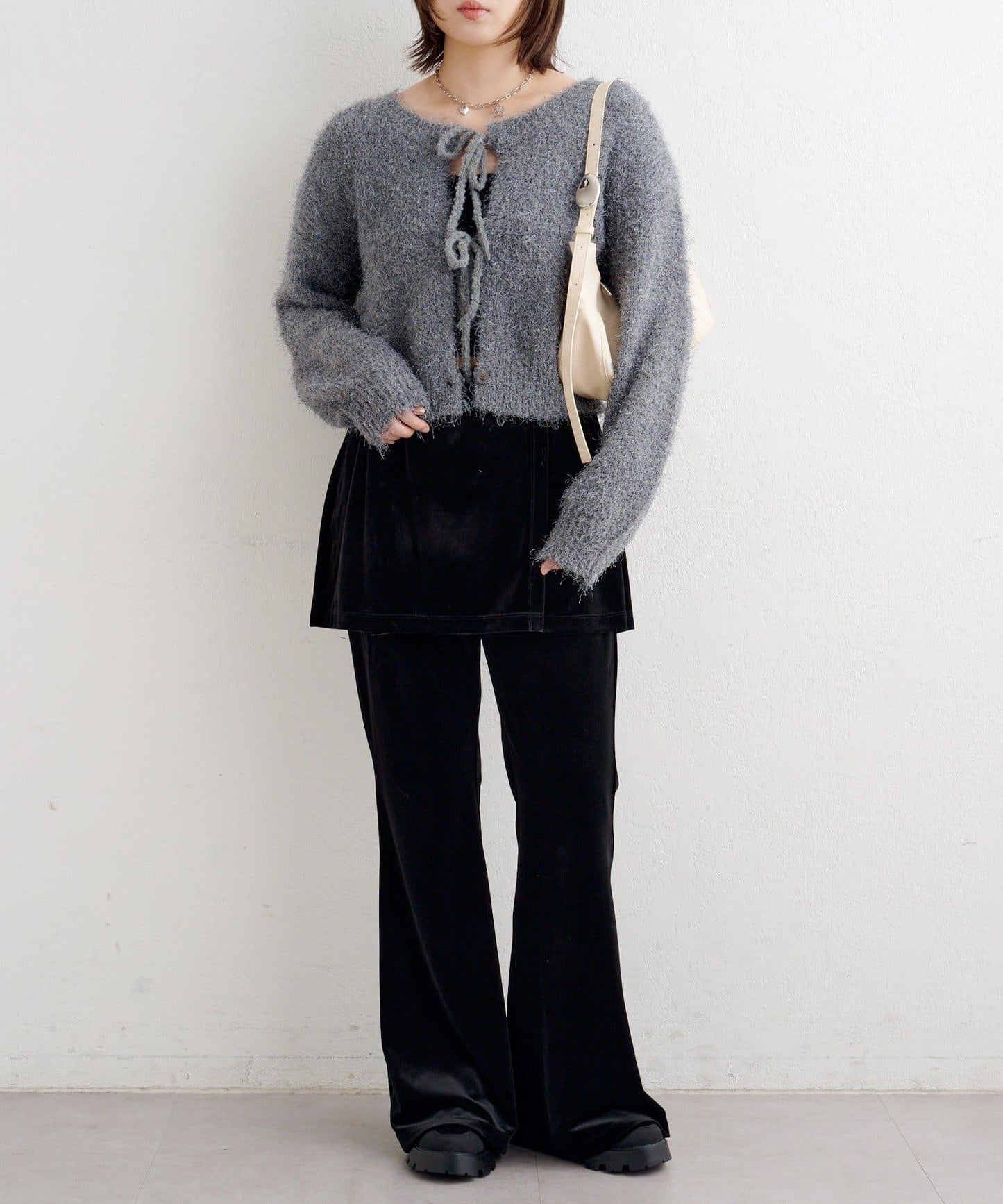 【前後兩穿】B 長毛針織開衫