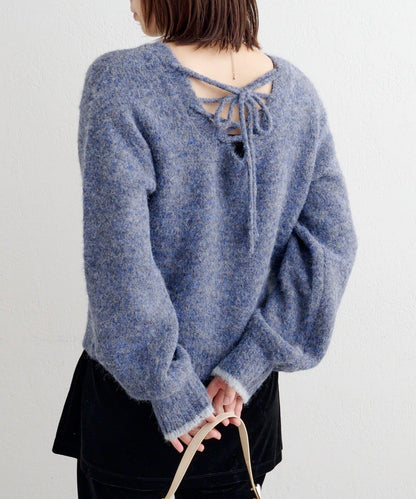 B繫帶針織套頭衫