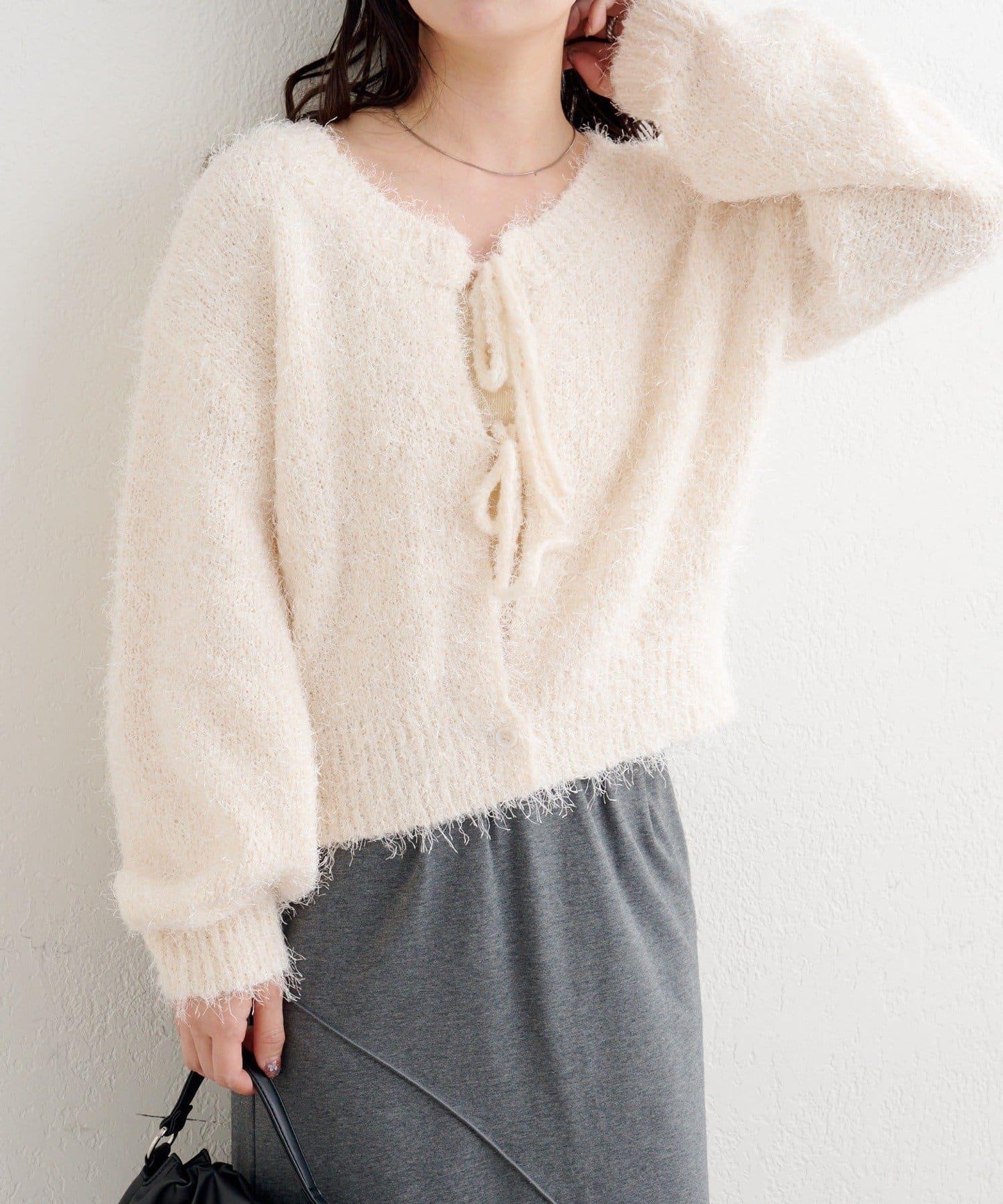 【前後兩穿】B 長毛針織開衫