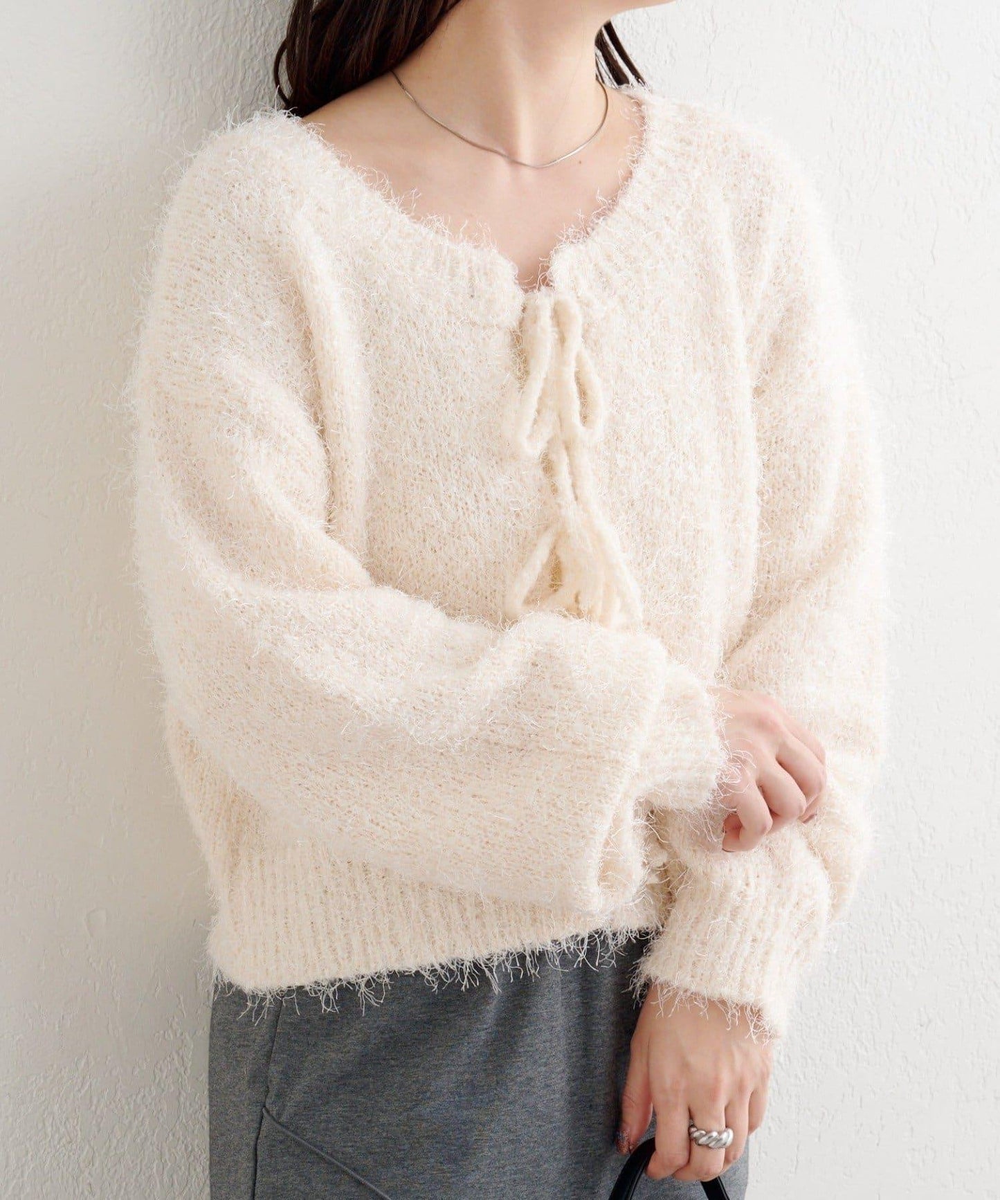 【前後兩穿】B 長毛針織開衫