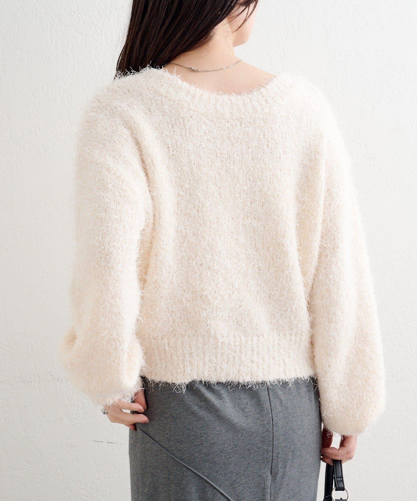 【前後兩穿】B 長毛針織開衫