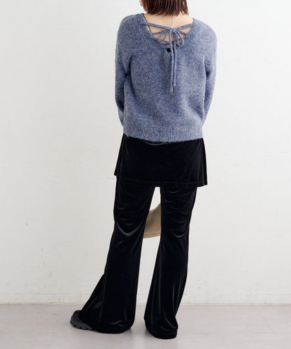 B繫帶針織套頭衫