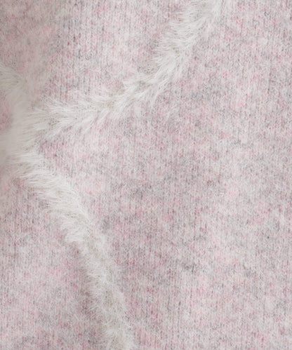 B 長毛線條針織套頭衫