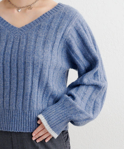 B 寬鬆羅紋針織套頭衫