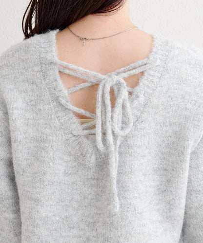 B繫帶針織套頭衫