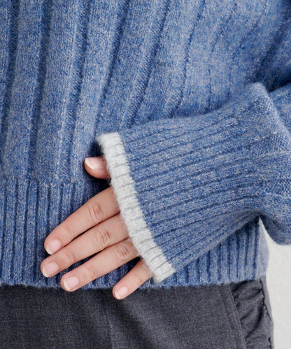 B 寬鬆羅紋針織套頭衫